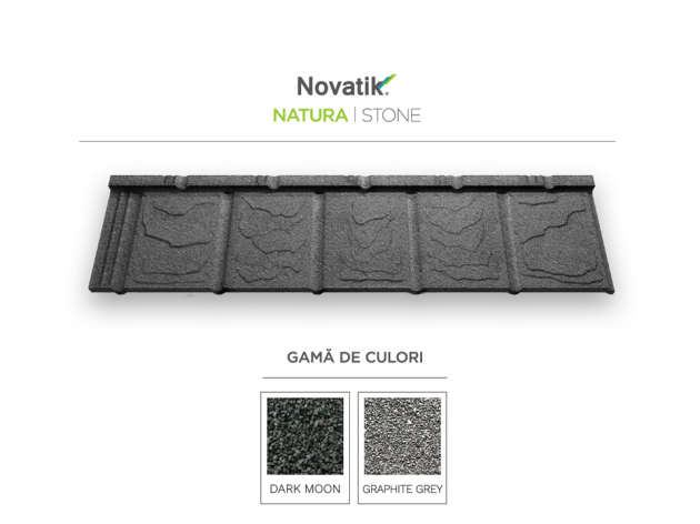 Schiță dimensiuni Țigle metalice cu acoperire de rocă vulcanică Novatik NATURA | STONE