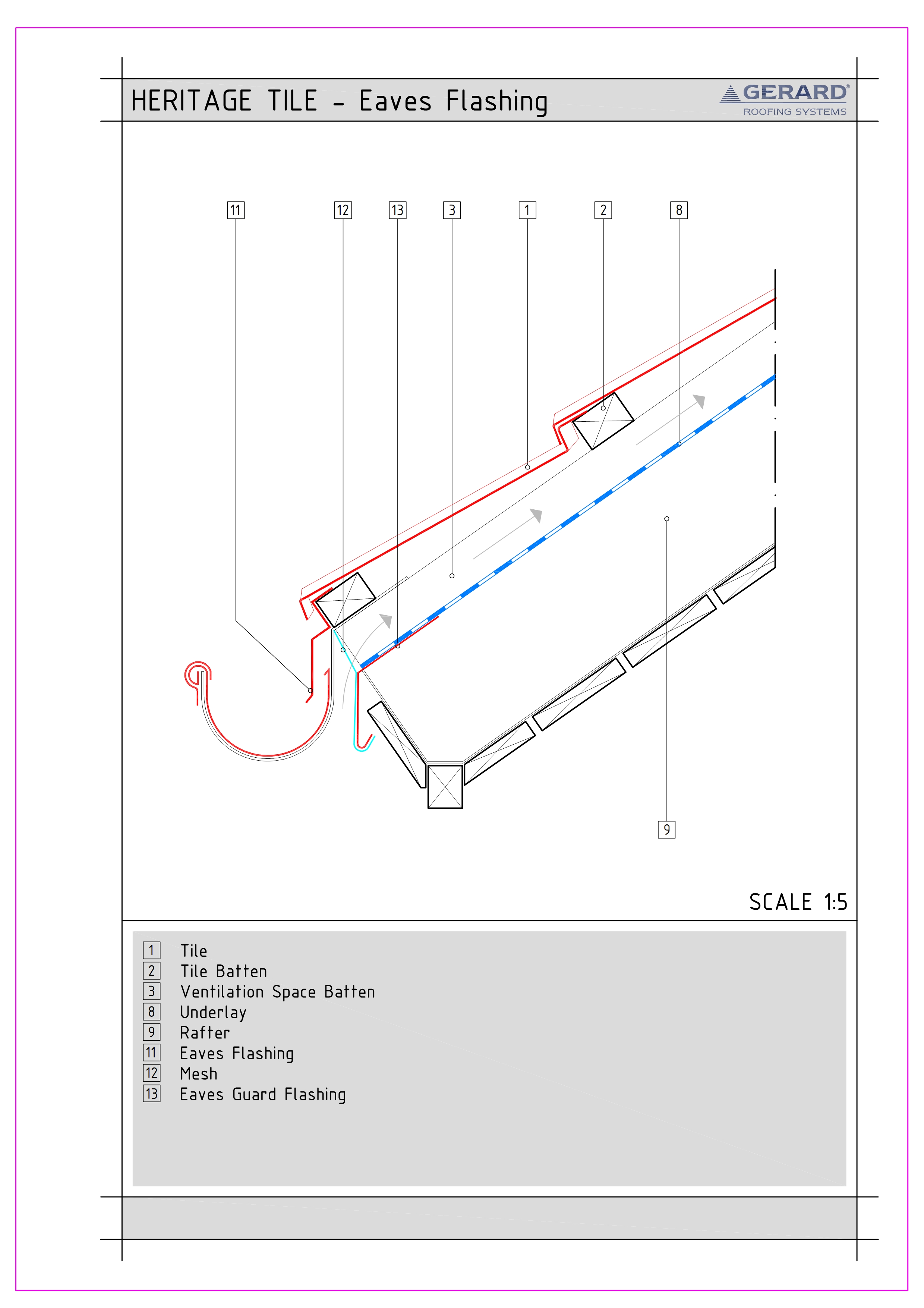 CAD-DWG Tabla tip tigla, detaliu de GERARD Detaliu de HERITAGE