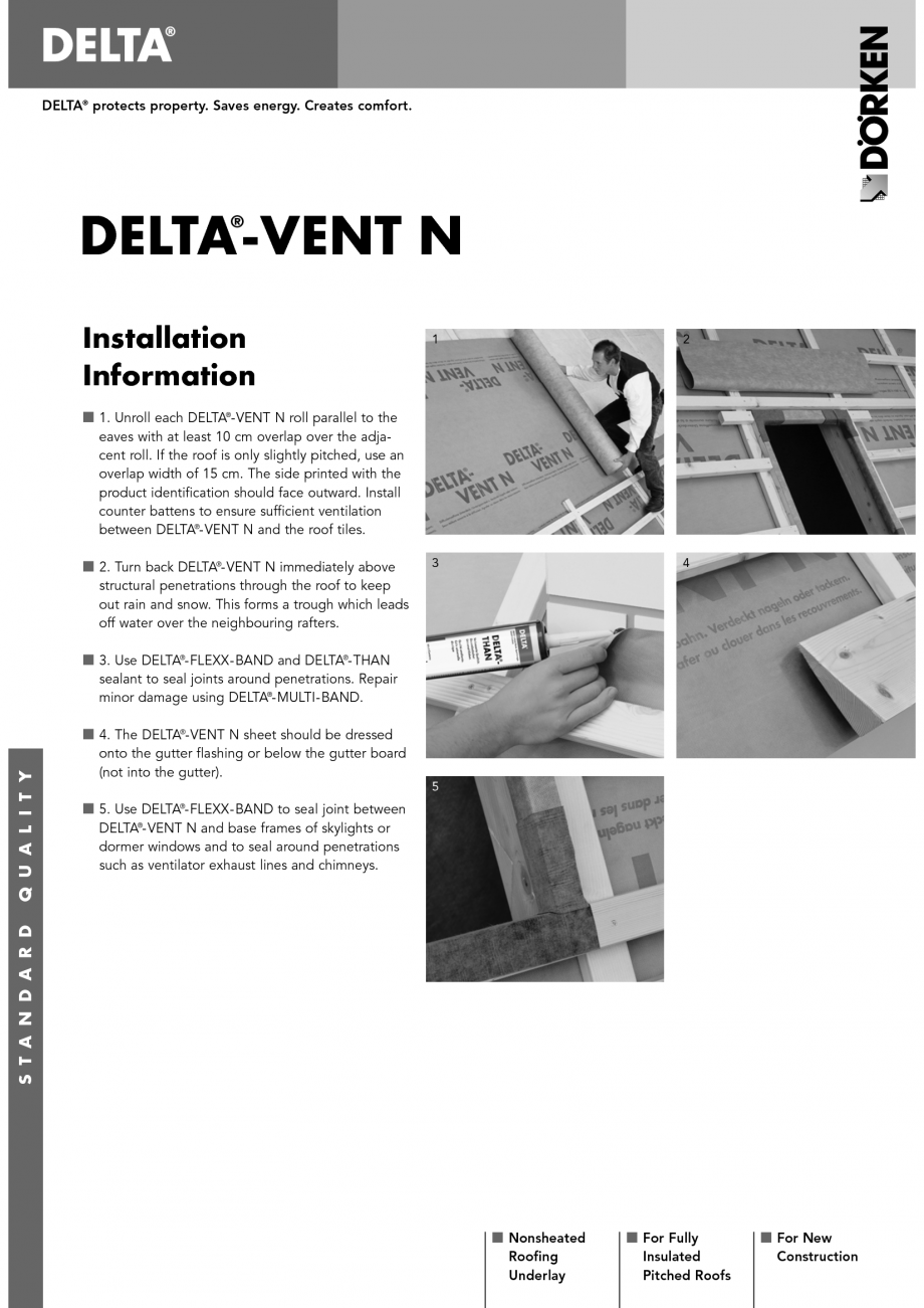 Pagina 1-Membrane pentru acoperisuri neventilate fara astereala
 DELTA VENT N Instructiuni montaj, utilizare ...