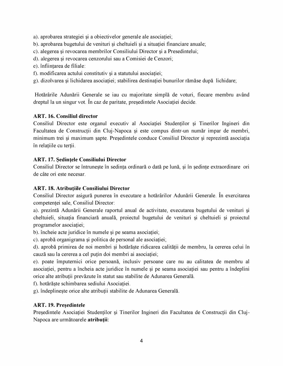 Pagina 4-Statutul Asociatiei Studentilor si Tinerilor Ingineri Constructori din Facultatea de Constructii din...