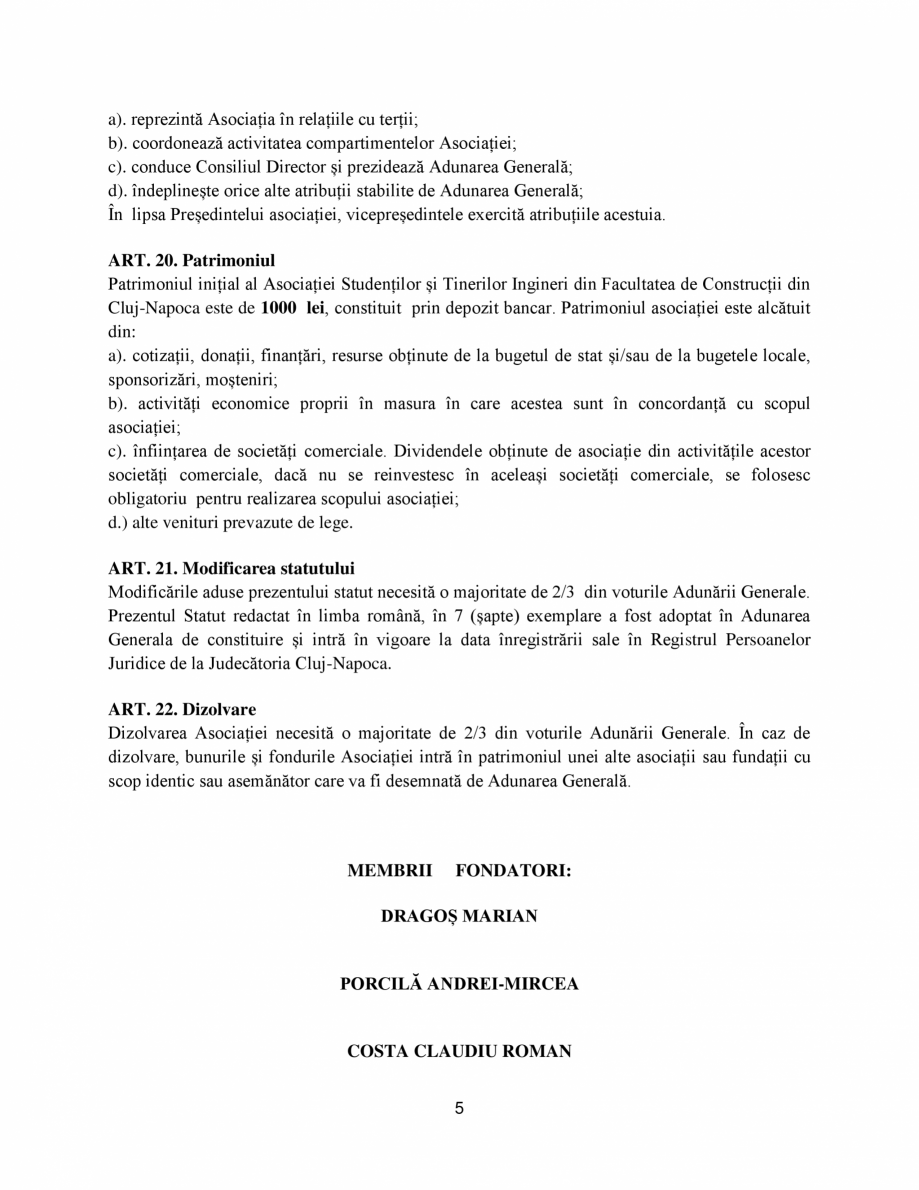 Pagina 5-Statutul Asociatiei Studentilor si Tinerilor Ingineri Constructori din Facultatea de Constructii din...