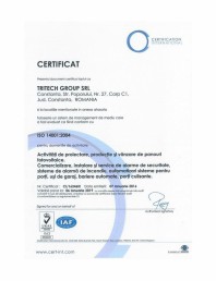 Certificat ISO 14001:2004 pentru panourile fotovoltaice