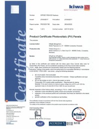 Certificat KIWA pentru panourile fotovoltaice
