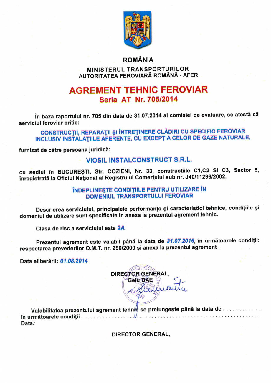 Pagina 1-Agrement tehnic feroviar AFER  Certificare produs Romana 