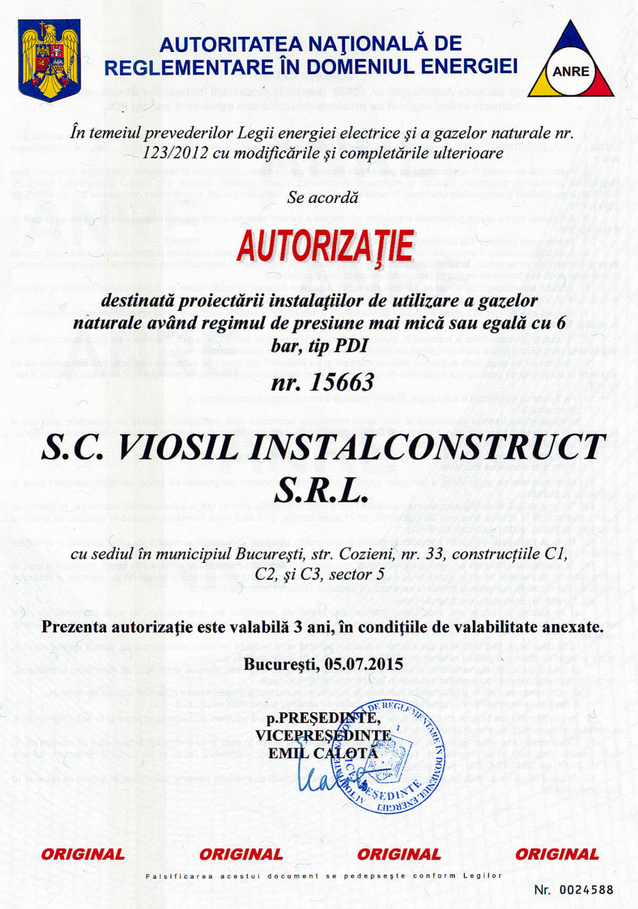 Pagina 1-Autorizatie ANRE destinata proiectarii instalatiilor de utilizare a gazelor naturale  Certificare...
