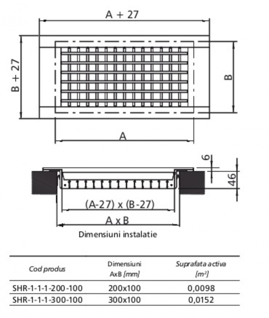 Pagina 1-Schita tehnica ALLVENT ENGINEERING Grila deflexie dubla Fisa tehnica 