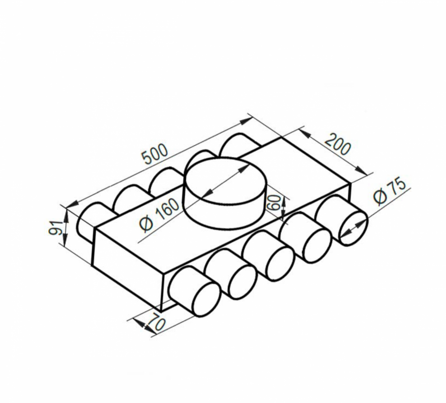 Pagina 1-Schita tehnica ALLVENT ENGINEERING Distribuitor plat 10x75 Fisa tehnica 