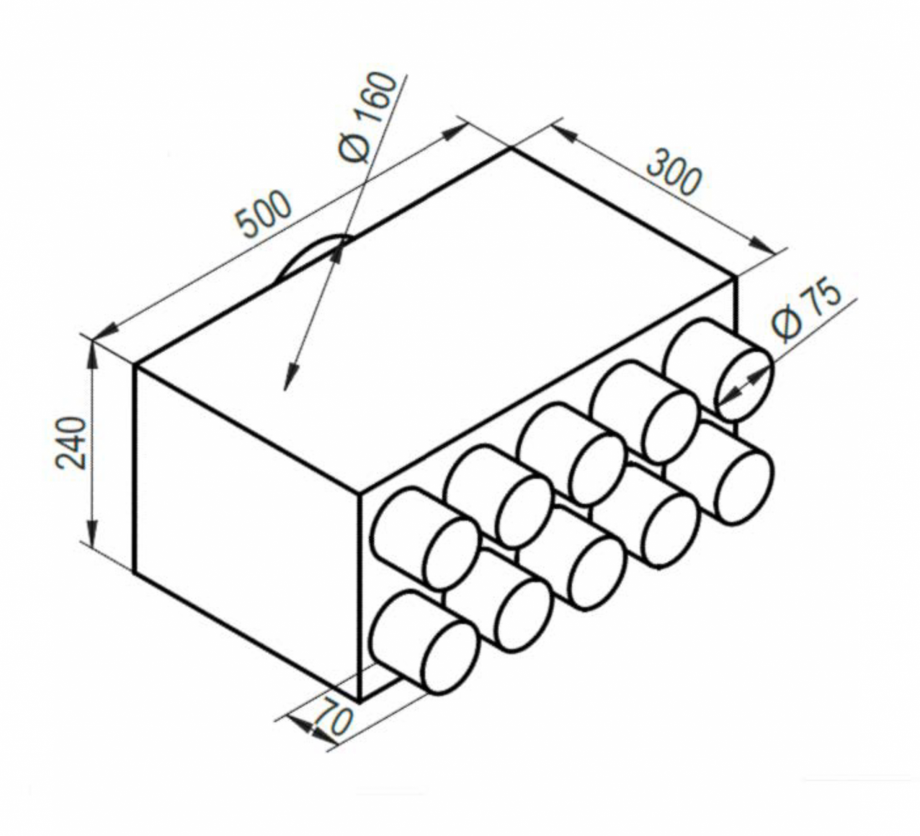 Pagina 1-Schita tehnica ALLVENT ENGINEERING Distribuitor axial 10x Fisa tehnica 
