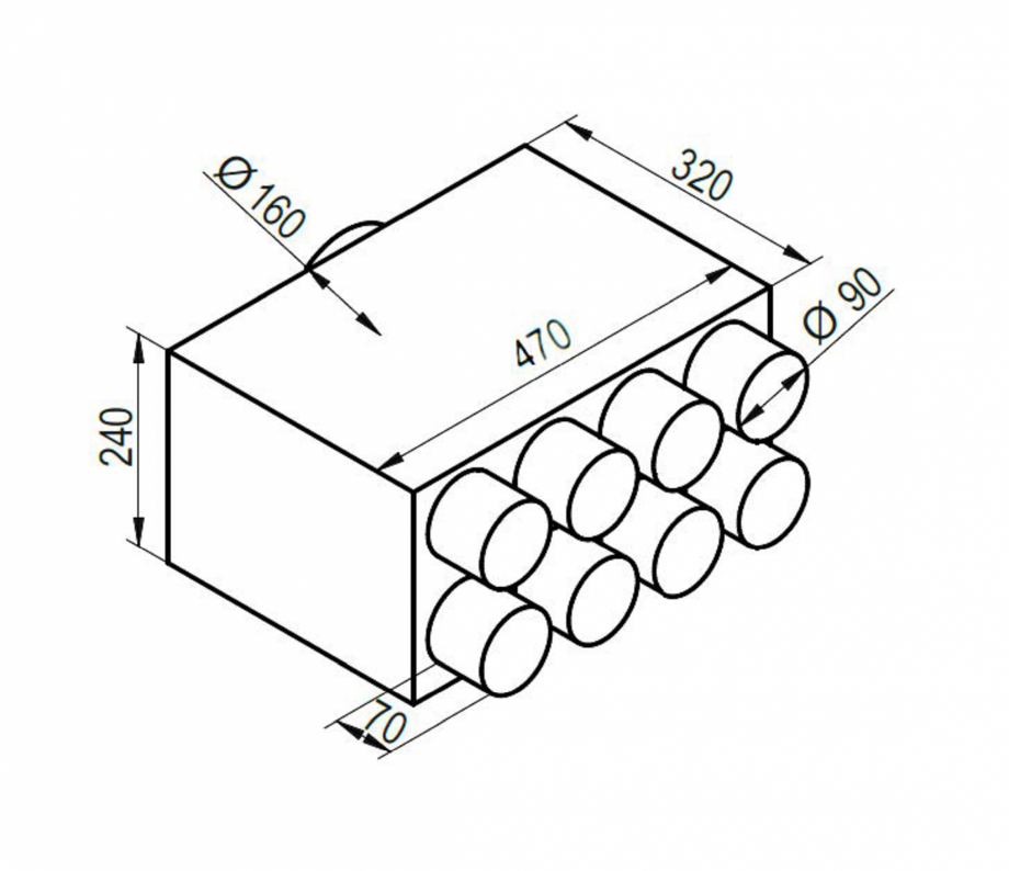 Pagina 1-Schita tehnica ALLVENT ENGINEERING Distribuitor axial 8x Fisa tehnica 