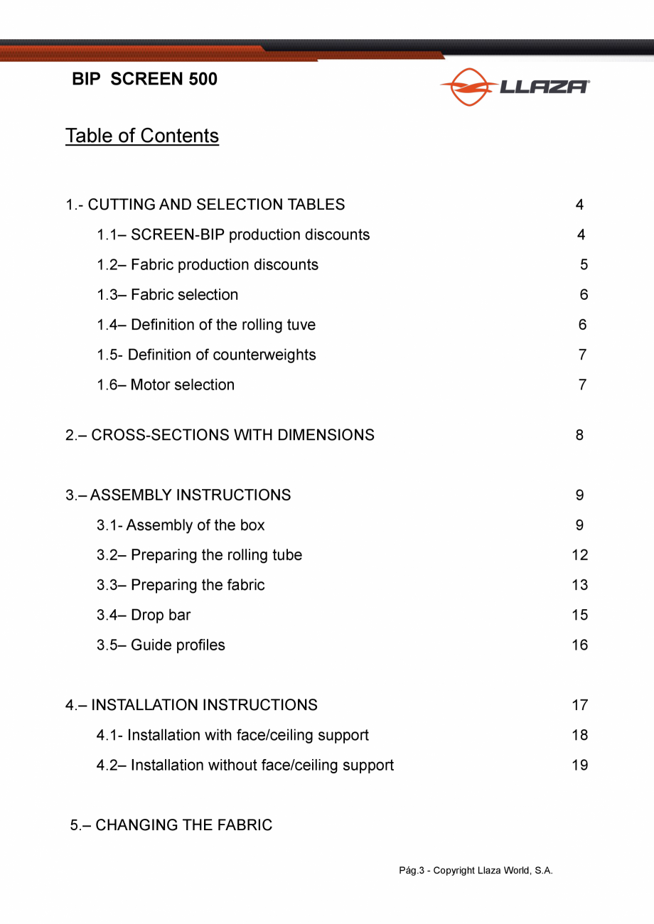Pagina 3-Rulou din material textil perforat LLAZA Bip 500 Fisa tehnica Engleza n mm)
FABRIC WIDTH

L-80 mm
...