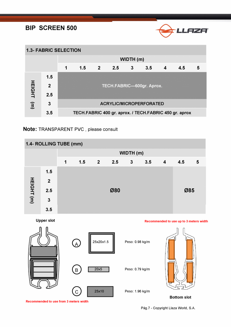 Pagina 7-Rulou din material textil perforat LLAZA Bip 500 Fisa tehnica Engleza MOTOR SOMFY
In cases where the...