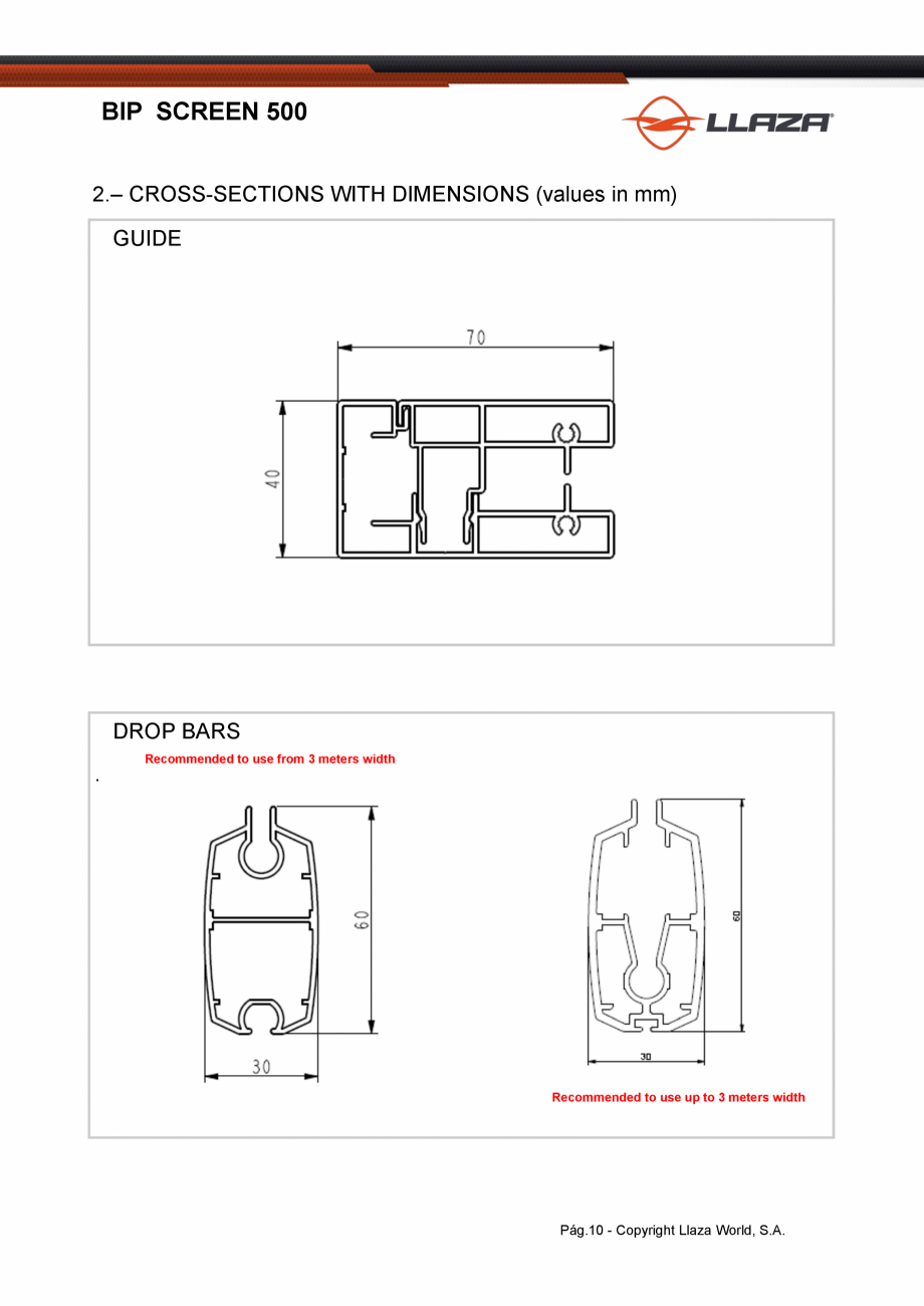 Pagina 10-Rulou din material textil perforat LLAZA Bip 500 Fisa tehnica Engleza ation.
The system allows use...