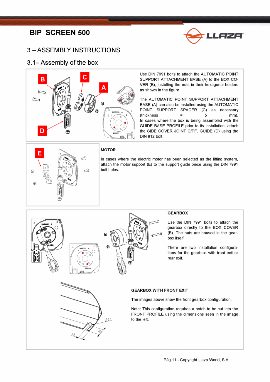 Pagina 11-Rulou din material textil perforat LLAZA Bip 500 Fisa tehnica Engleza ed for the joint between the...
