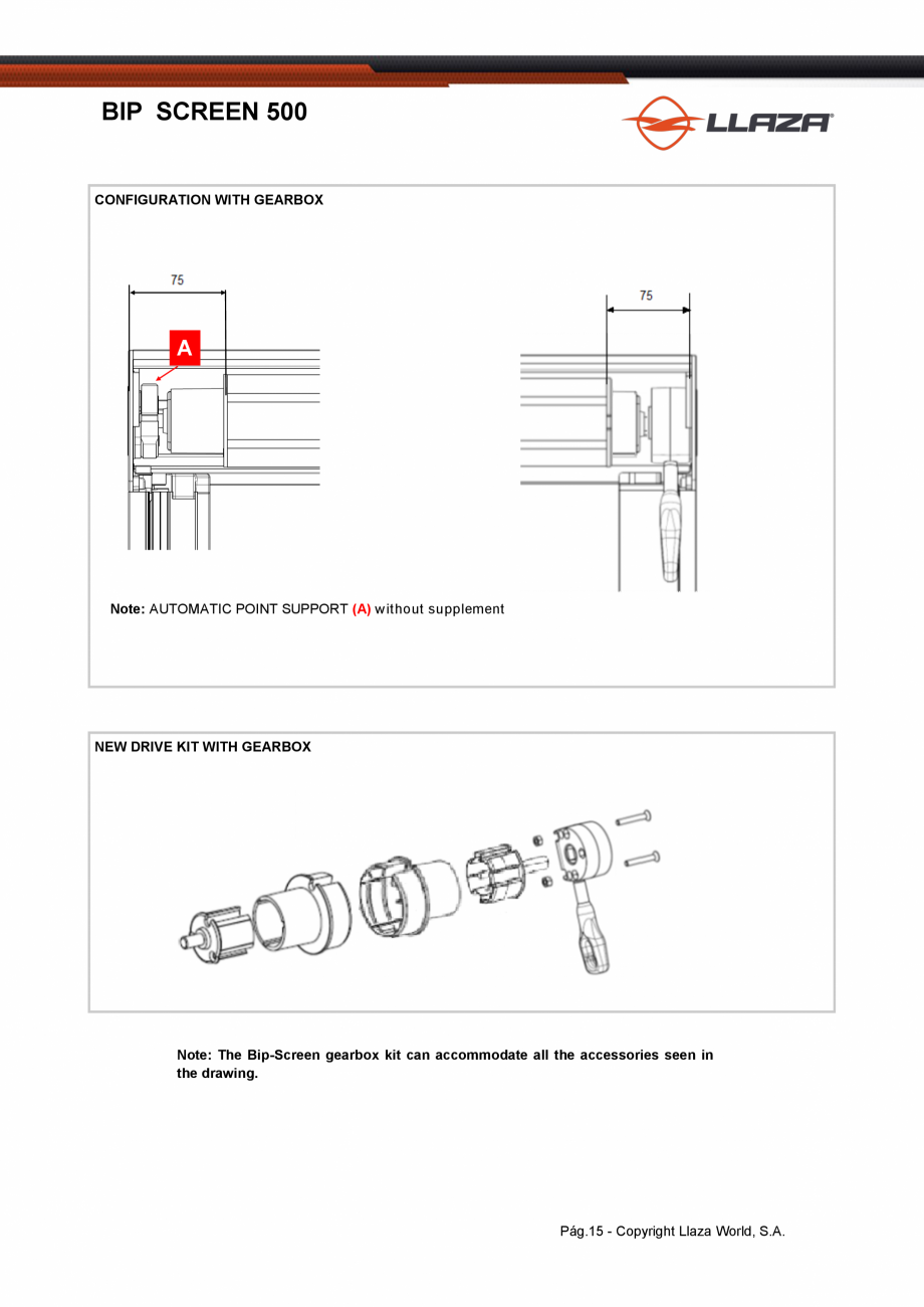 Pagina 15-Rulou din material textil perforat LLAZA Bip 500 Fisa tehnica Engleza  the Rolling tube, perform the...