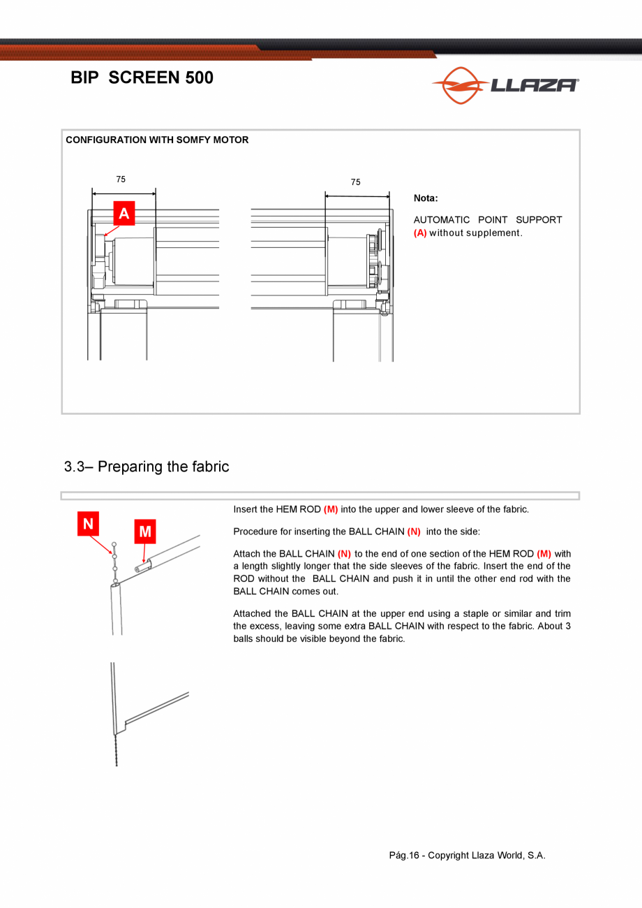 Pagina 16-Rulou din material textil perforat LLAZA Bip 500 Fisa tehnica Engleza 2 = L L3 = L H1 = H H2 = H -

...