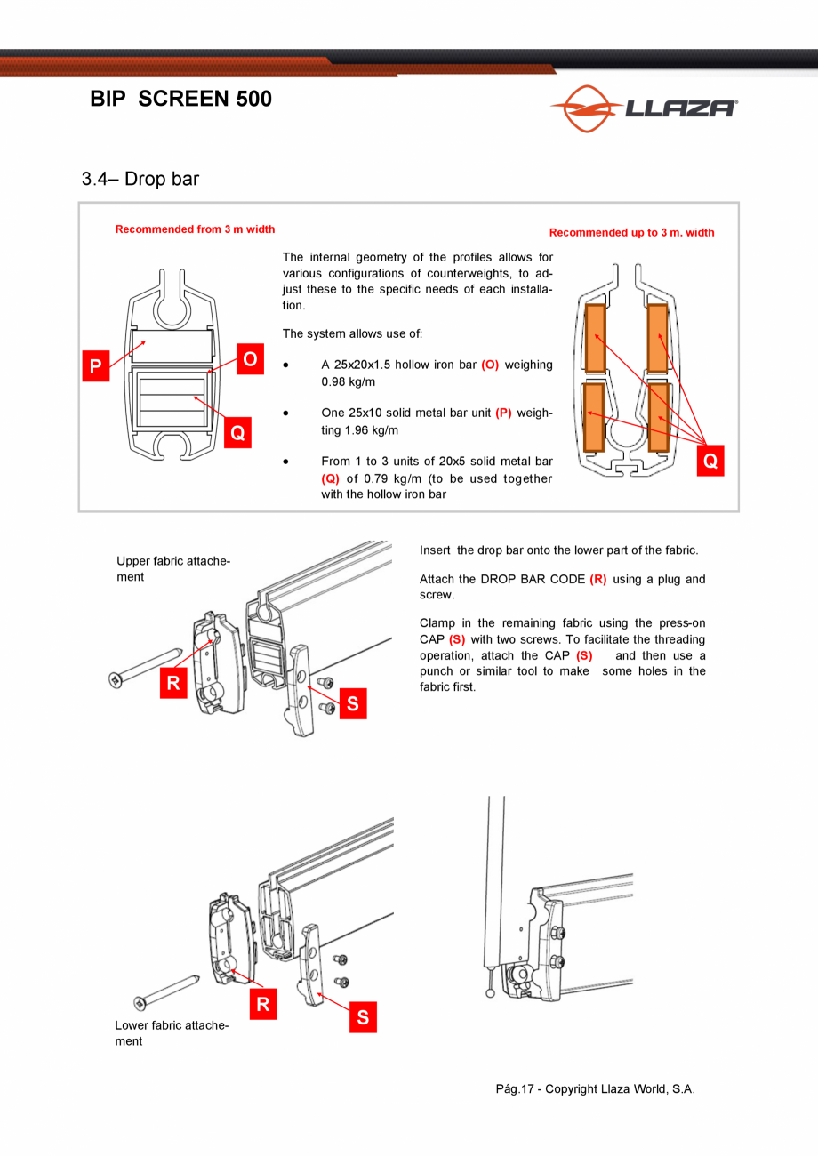 Pagina 17-Rulou din material textil perforat LLAZA Bip 500 Fisa tehnica Engleza 