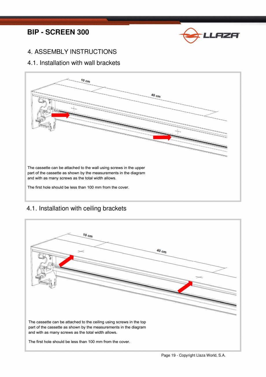 Pagina 19-Rulou din material textil perforat LLAZA Bip 300 Fisa tehnica Engleza 
