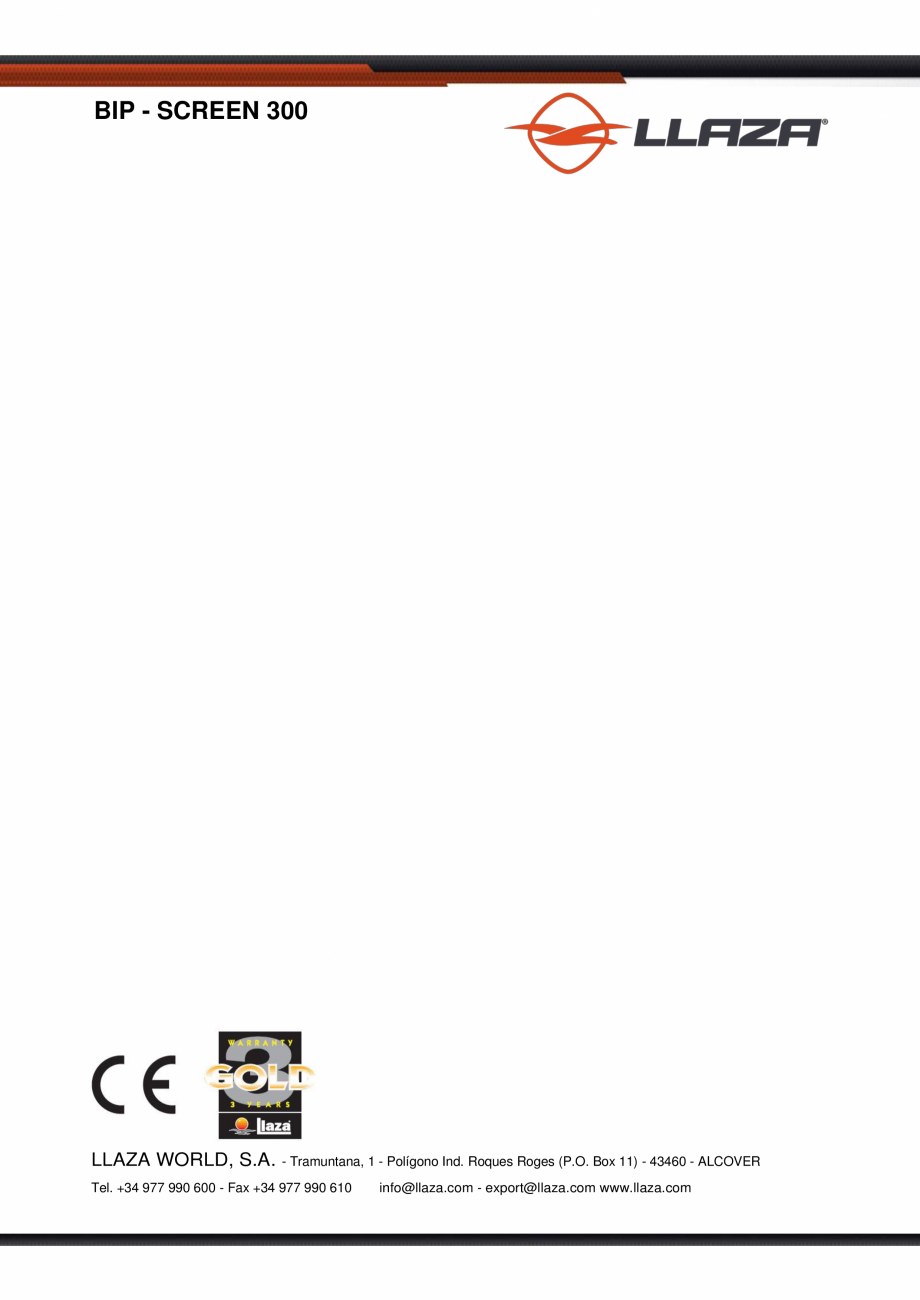 Pagina 26-Rulou din material textil perforat LLAZA Bip 300 Fisa tehnica Engleza 