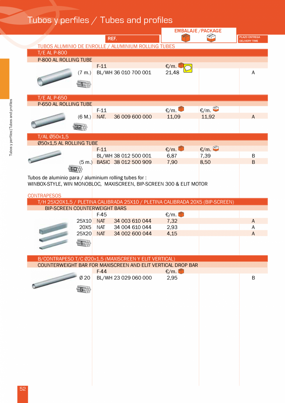 Pagina 106-Lista de preturi LLaza LLAZA Bip 300, Bip 500, Maxi Screen, Aluminiu, Lemn Catalog, brosura Engleza ...