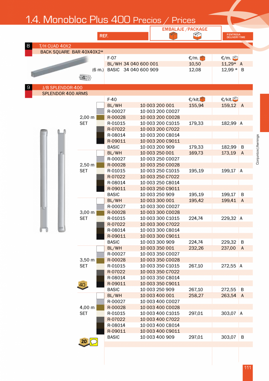 Pagina 224-Lista de preturi LLaza LLAZA Bip 300, Bip 500, Maxi Screen, Aluminiu, Lemn Catalog, brosura Engleza ...
