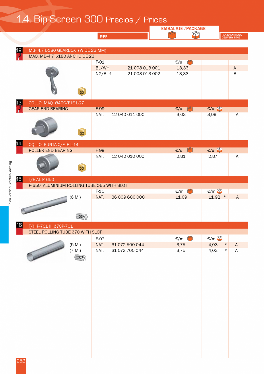 Pagina 505-Lista de preturi LLaza LLAZA Bip 300, Bip 500, Maxi Screen, Aluminiu, Lemn Catalog, brosura Engleza 