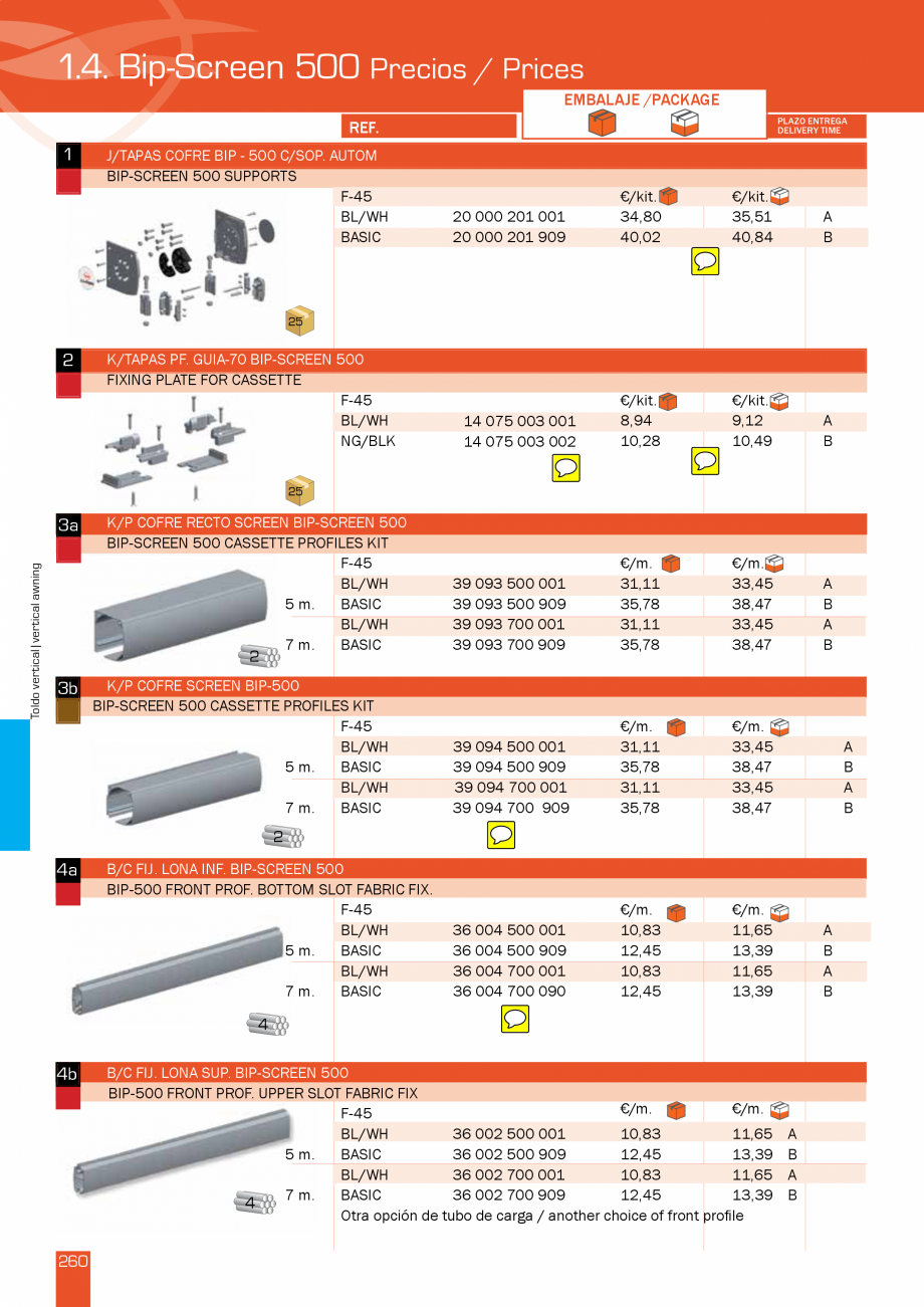 Pagina 521-Lista de preturi LLaza LLAZA Bip 300, Bip 500, Maxi Screen, Aluminiu, Lemn Catalog, brosura Engleza 