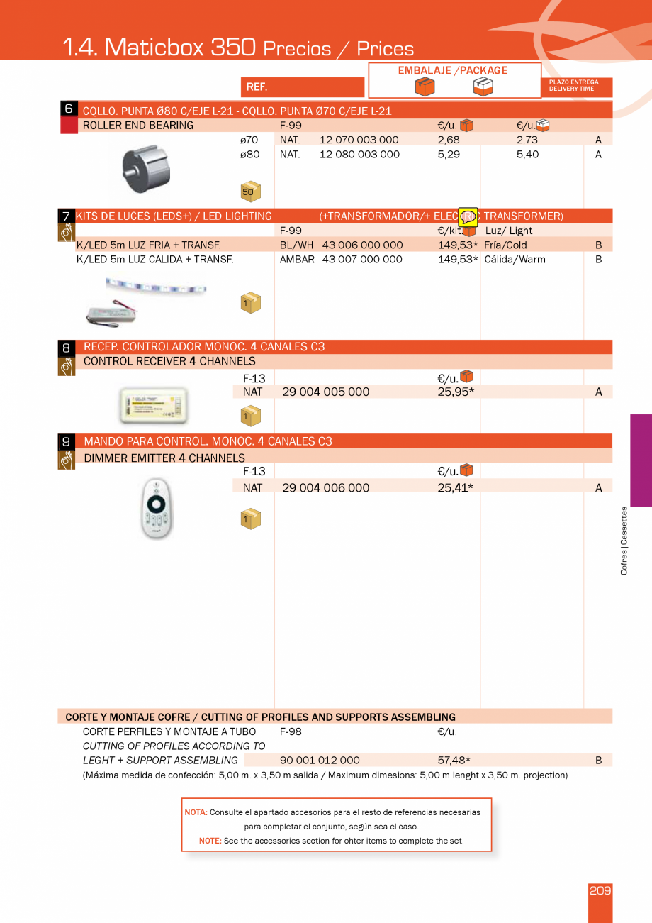 Pagina 419-Lista de preturi LLaza LLAZA Bip 300, Bip 500, Maxi Screen, Aluminiu, Lemn Catalog, brosura Engleza 