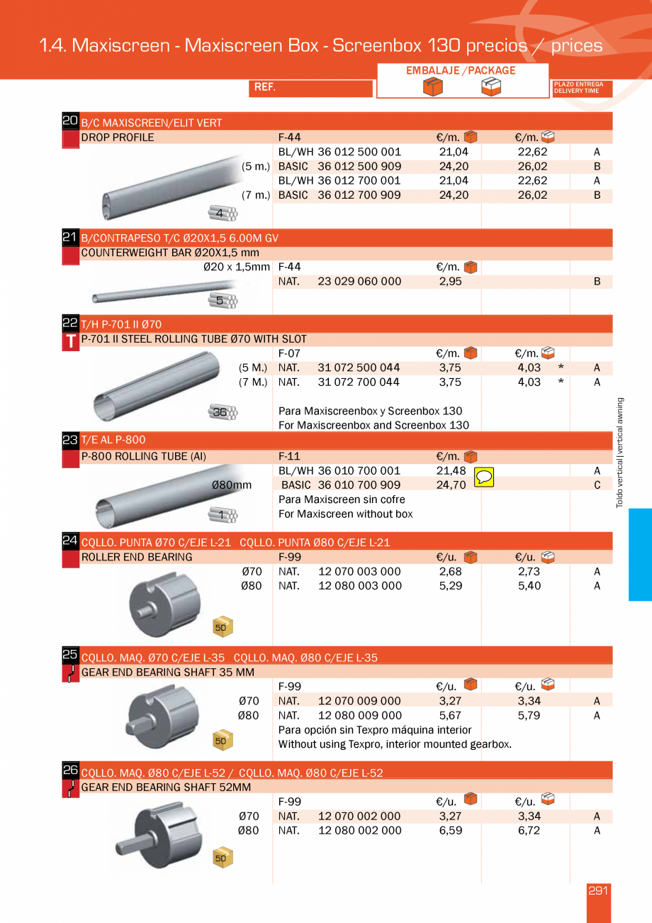 Pagina 583-Lista de preturi LLaza LLAZA Bip 300, Bip 500, Maxi Screen, Aluminiu, Lemn Catalog, brosura Engleza 