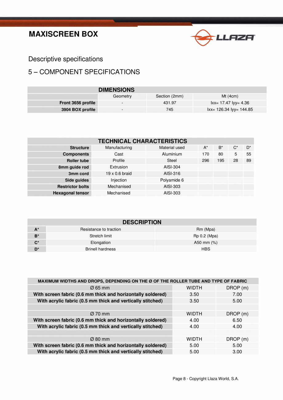Pagina 8-Rulou din material textil (Box) LLAZA Maxi Screen Fisa tehnica Engleza n the direction indicated in ...