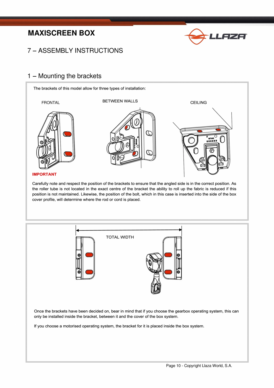 Pagina 11-Rulou din material textil (Box) LLAZA Maxi Screen Fisa tehnica Engleza MAXISCREEN BOX

LLAZA WORLD, ...