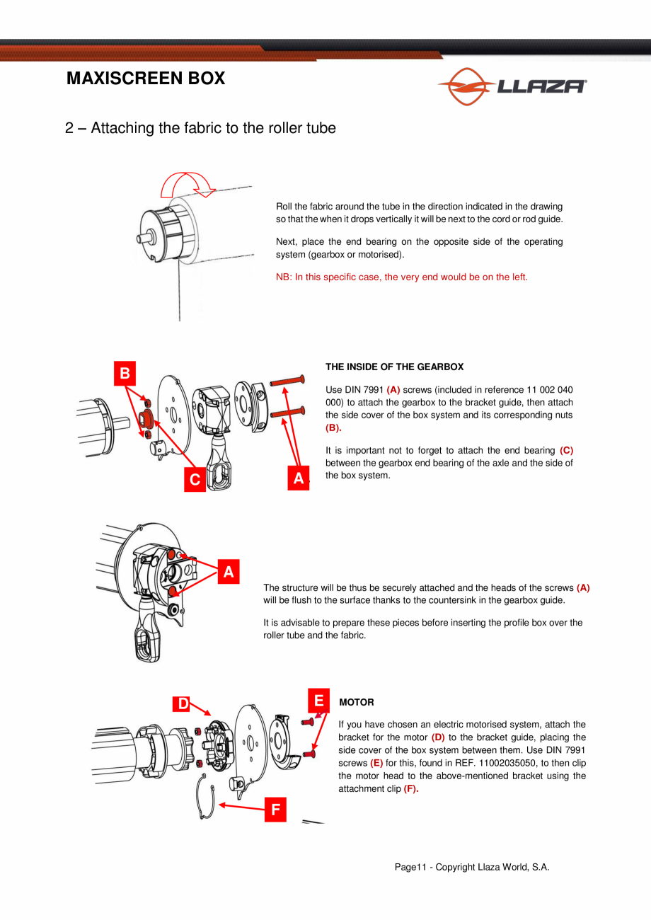 Pagina 12-Rulou din material textil (Box) LLAZA Maxi Screen Fisa tehnica Engleza 