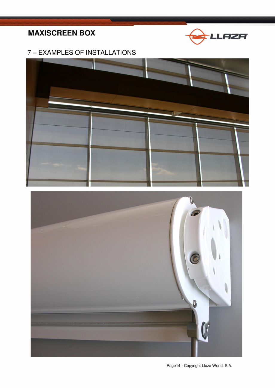 Pagina 15-Rulou din material textil (Box) LLAZA Maxi Screen Fisa tehnica Engleza 