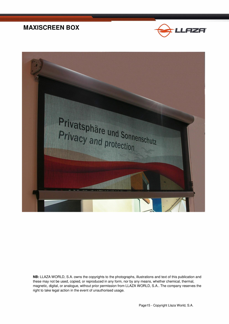 Pagina 16-Rulou din material textil (Box) LLAZA Maxi Screen Fisa tehnica Engleza 