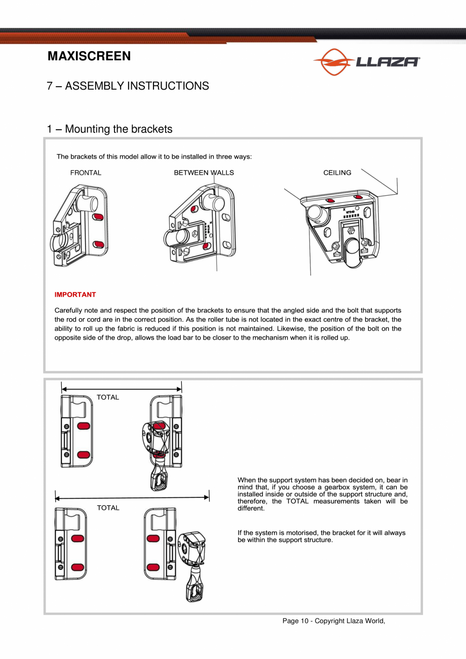Pagina 10-Rulou din material textil LLAZA Maxi Screen Fisa tehnica Engleza 