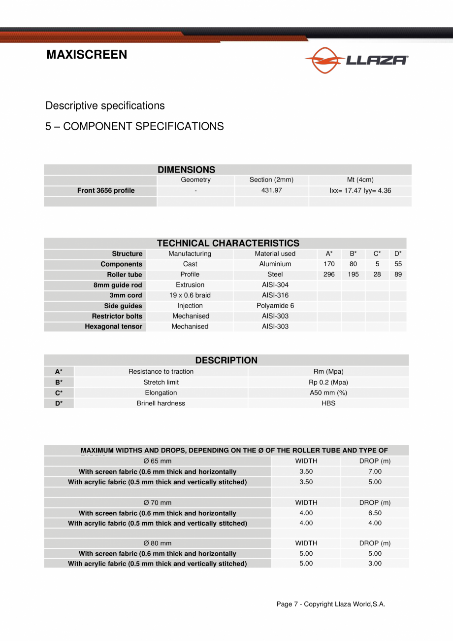 Pagina 7-Rulou din material textil LLAZA Maxi Screen Fisa tehnica Engleza OX
OUTER GEARBOX INNER GEARBOX...