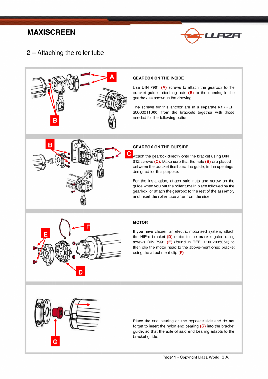 Pagina 11-Rulou din material textil LLAZA Maxi Screen Fisa tehnica Engleza 