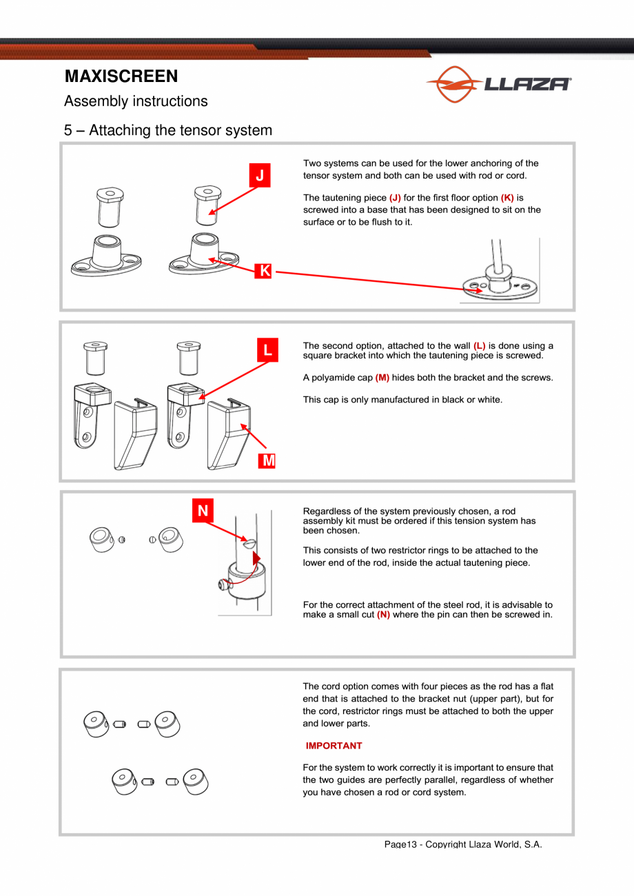 Pagina 13-Rulou din material textil LLAZA Maxi Screen Fisa tehnica Engleza 