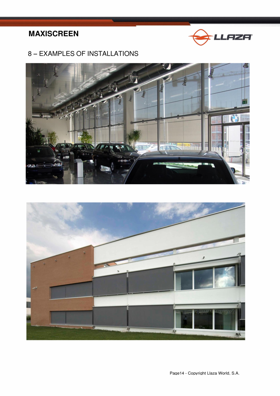 Pagina 14-Rulou din material textil LLAZA Maxi Screen Fisa tehnica Engleza 