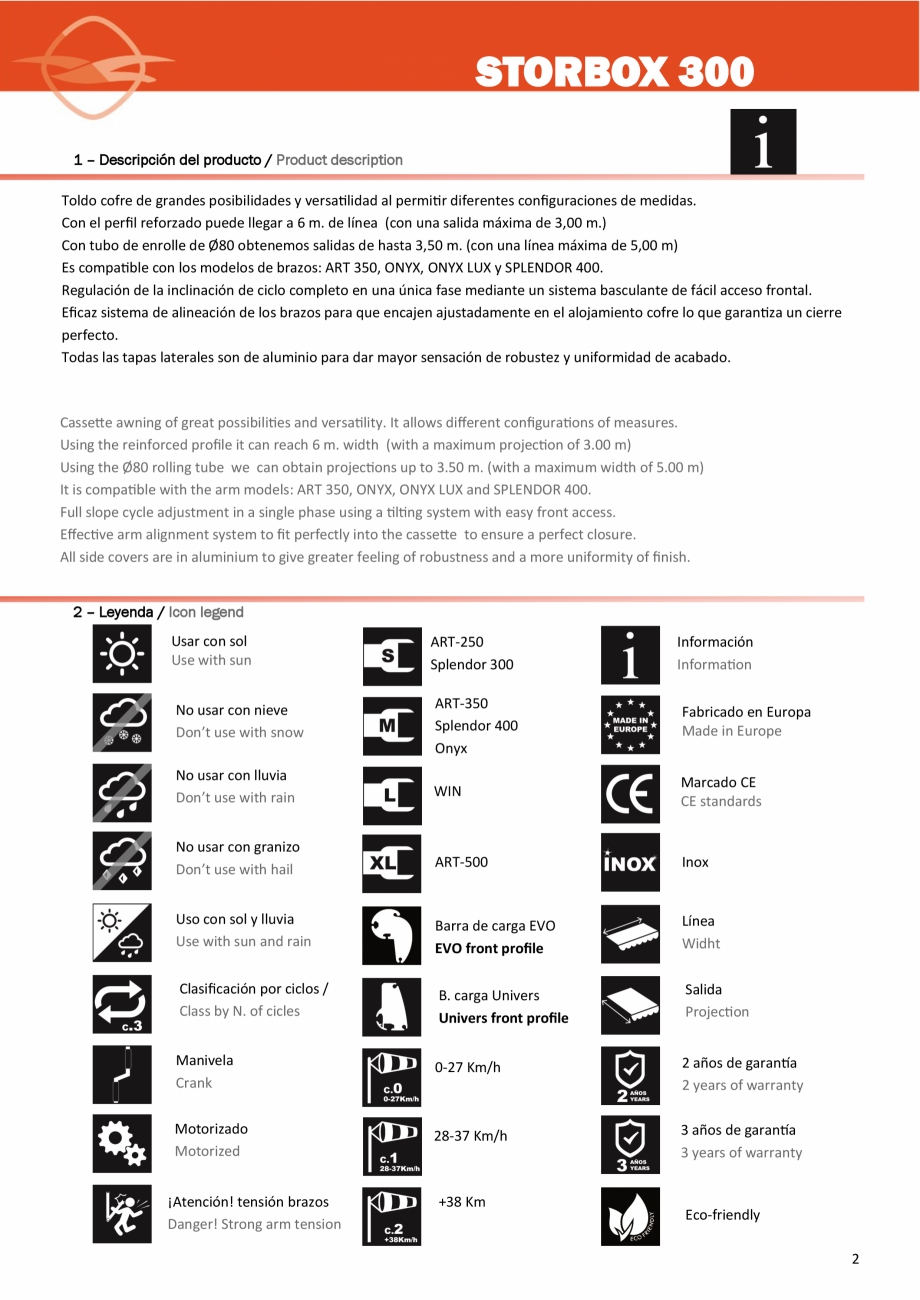 Pagina 2-Copertina casetata medie LLAZA StorBox 300 Instructiuni montaj, utilizare Engleza, Spaniola lows...