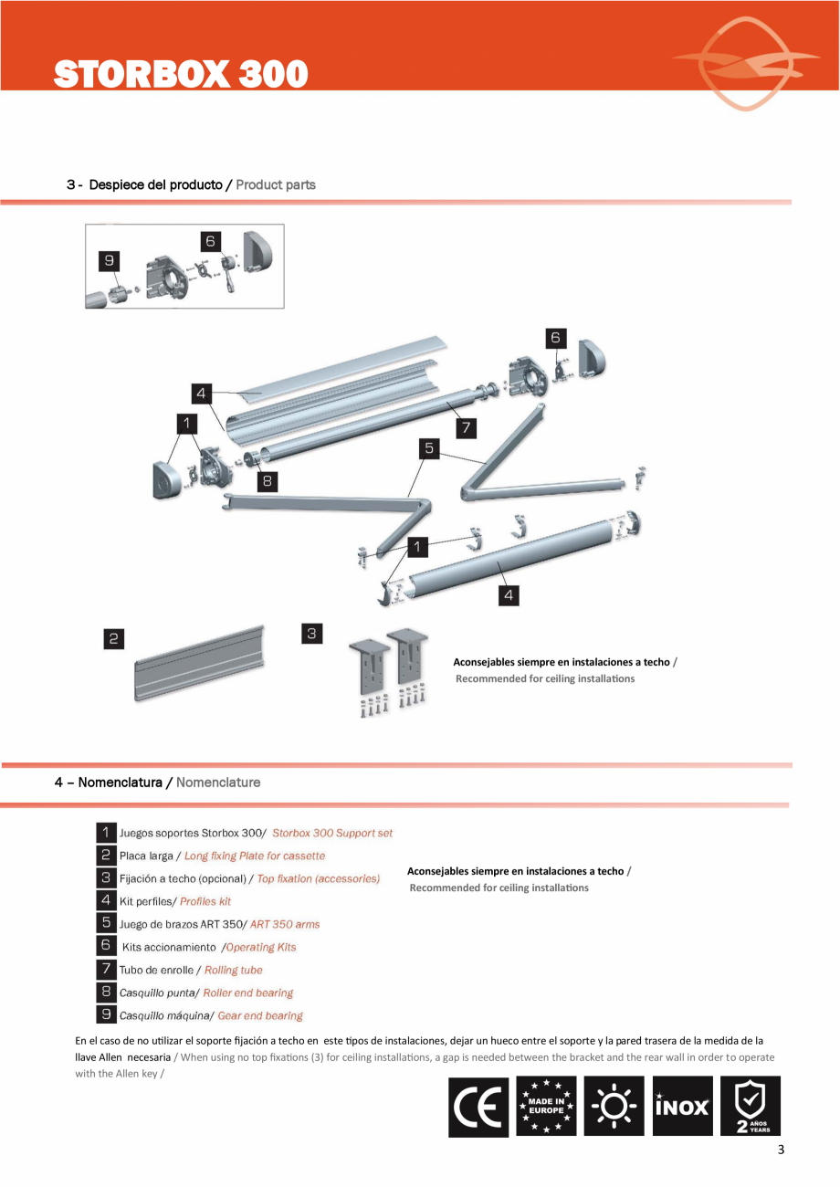 Pagina 3-Copertina casetata medie LLAZA StorBox 300 Instructiuni montaj, utilizare Engleza, Spaniola ga EVO...