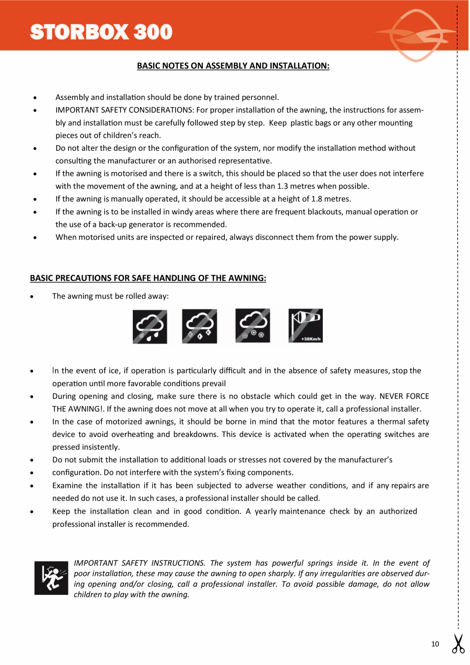 Pagina 10 - Copertina casetata medie LLAZA StorBox 300 Instructiuni montaj, utilizare Engleza,...