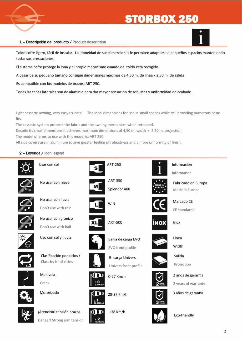 Pagina 2-Copertina casetata de mici dimensiuni LLAZA StorBox 250 Instructiuni montaj, utilizare Engleza,...