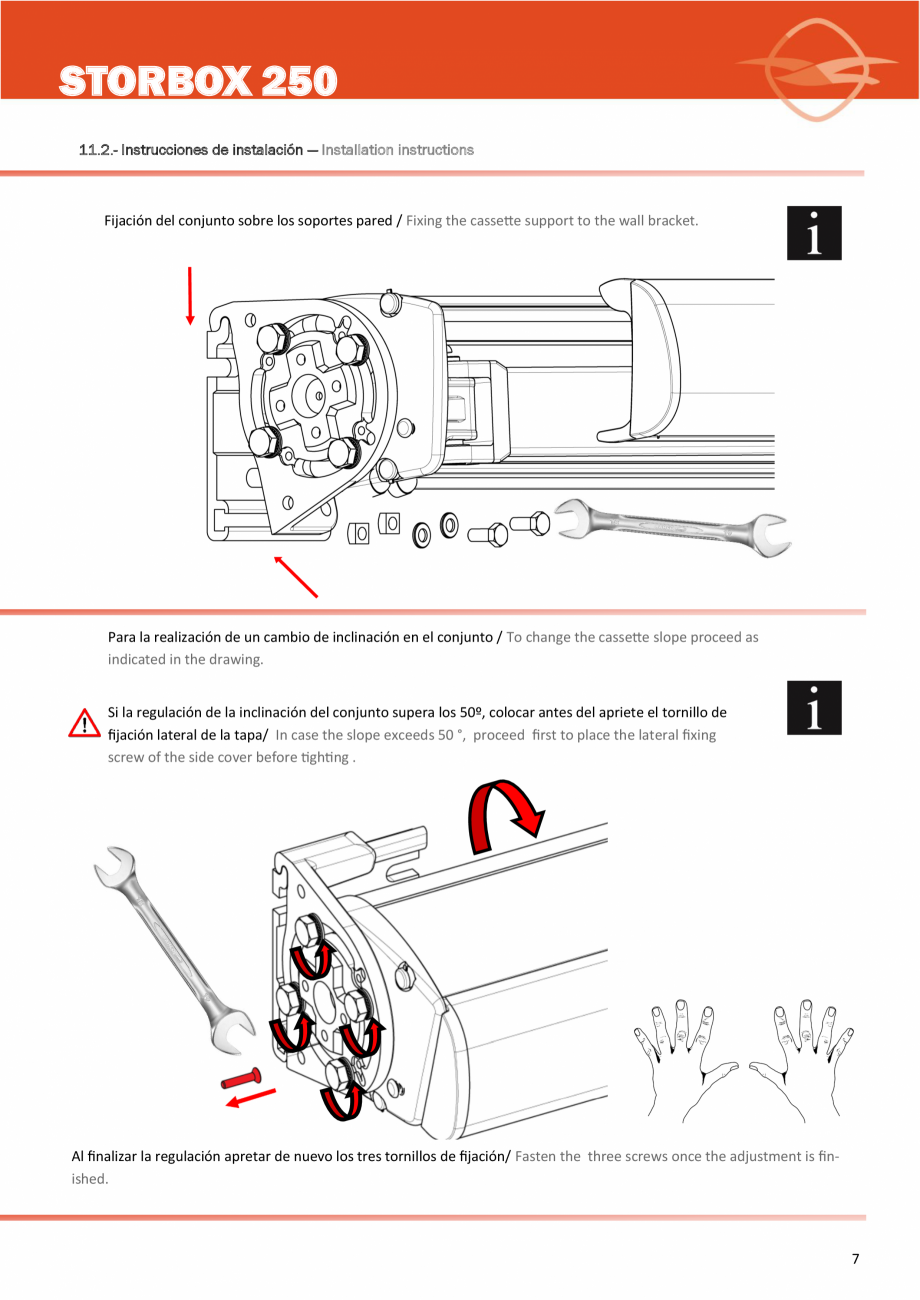 Pagina 7 - Copertina casetata de mici dimensiuni LLAZA StorBox 250 Instructiuni montaj, utilizare...