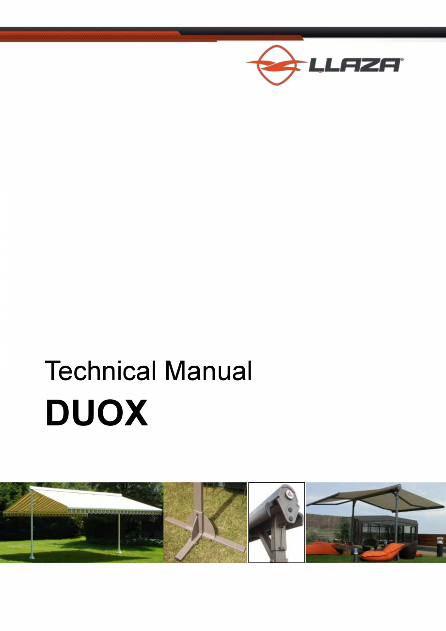 Pagina 1-Copertina dubla cu ax comun si structura proprie LLAZA Duox Fisa tehnica Engleza DUOX awning
...