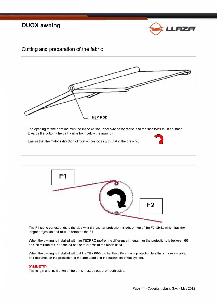 Pagina 11-Copertina dubla cu ax comun si structura proprie LLAZA Duox Fisa tehnica Engleza longer projection...