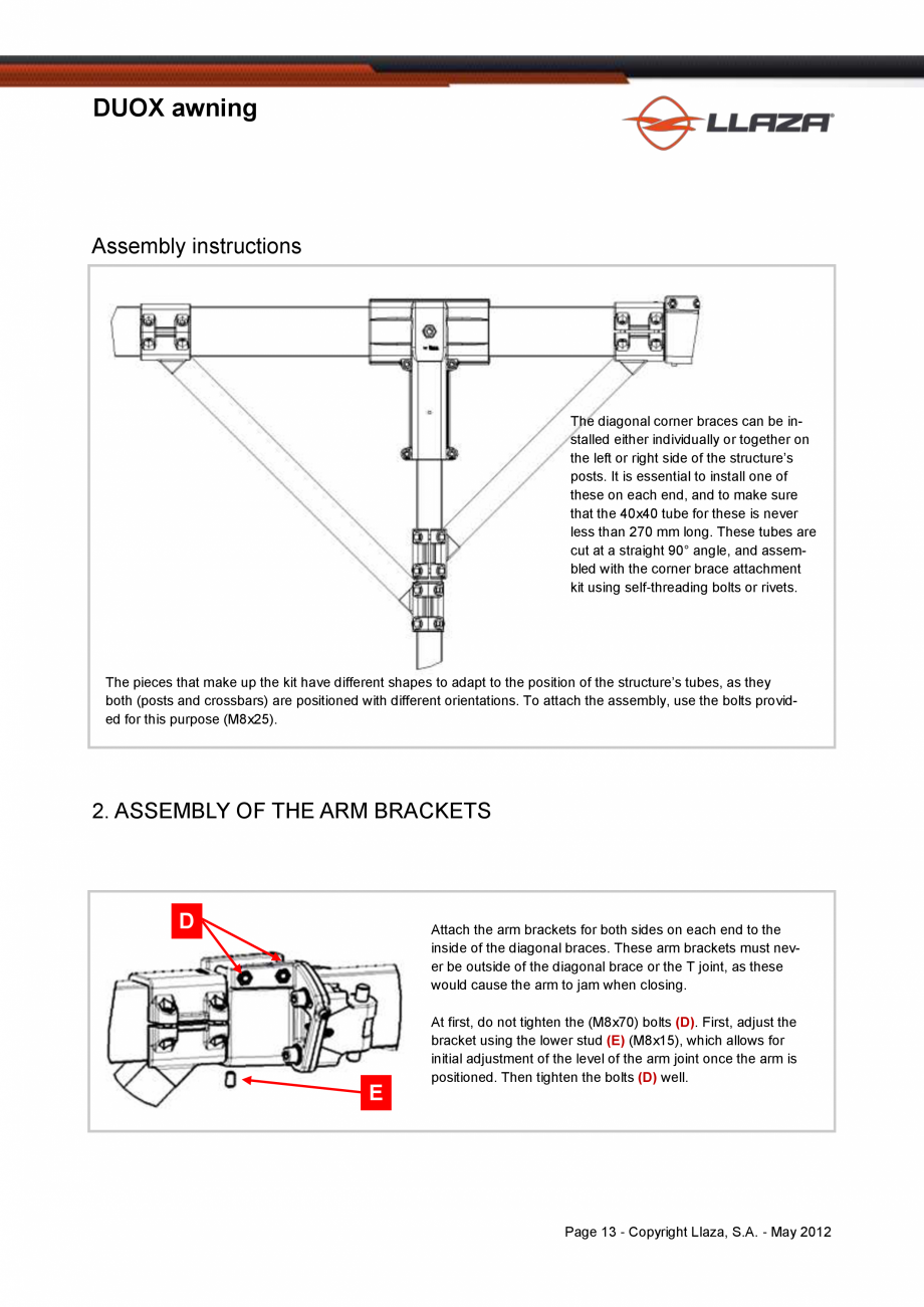 Pagina 13-Copertina dubla cu ax comun si structura proprie LLAZA Duox Fisa tehnica Engleza  the structure’s ...