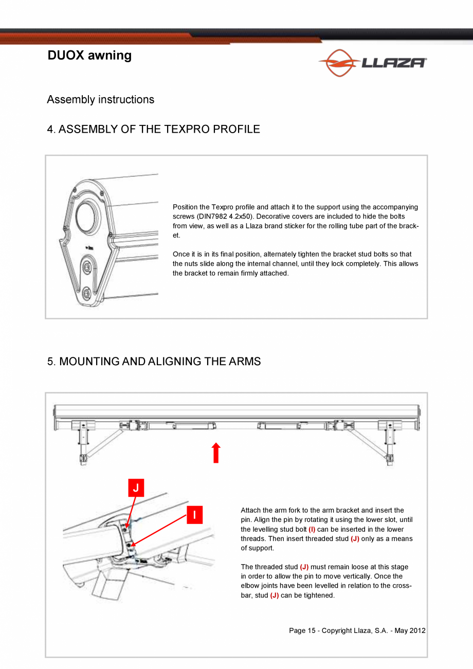 Pagina 15-Copertina dubla cu ax comun si structura proprie LLAZA Duox Fisa tehnica Engleza n in the...