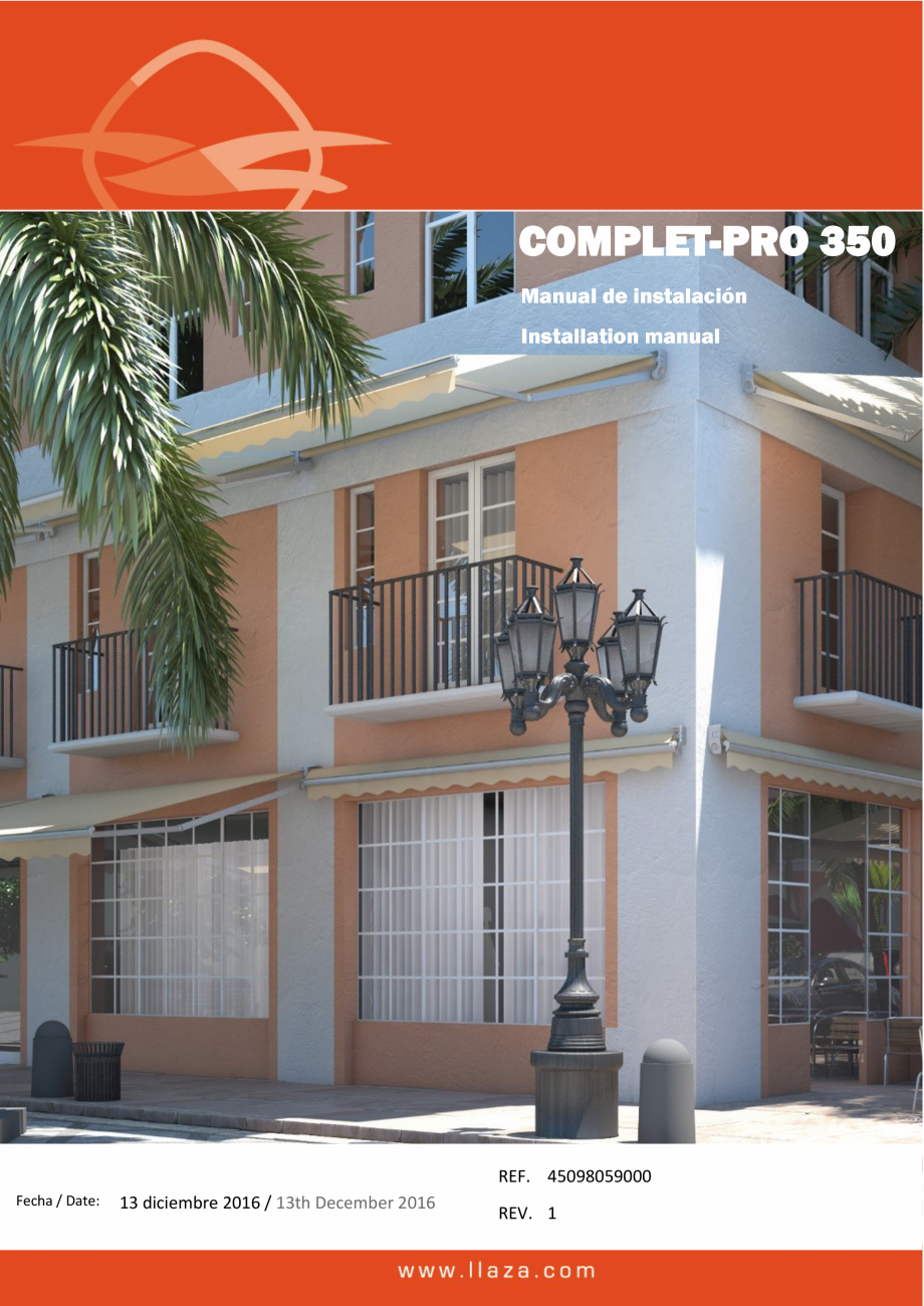 Pagina 1-Copertina cu console pe lateral LLAZA Complet Pro 350 Instructiuni montaj, utilizare Engleza,...