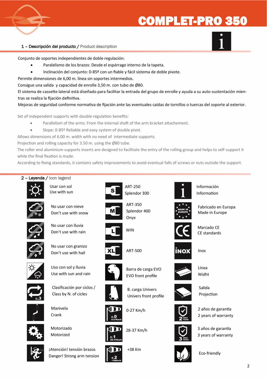 Pagina 2-Copertina cu console pe lateral LLAZA Complet Pro 350 Instructiuni montaj, utilizare Engleza,...