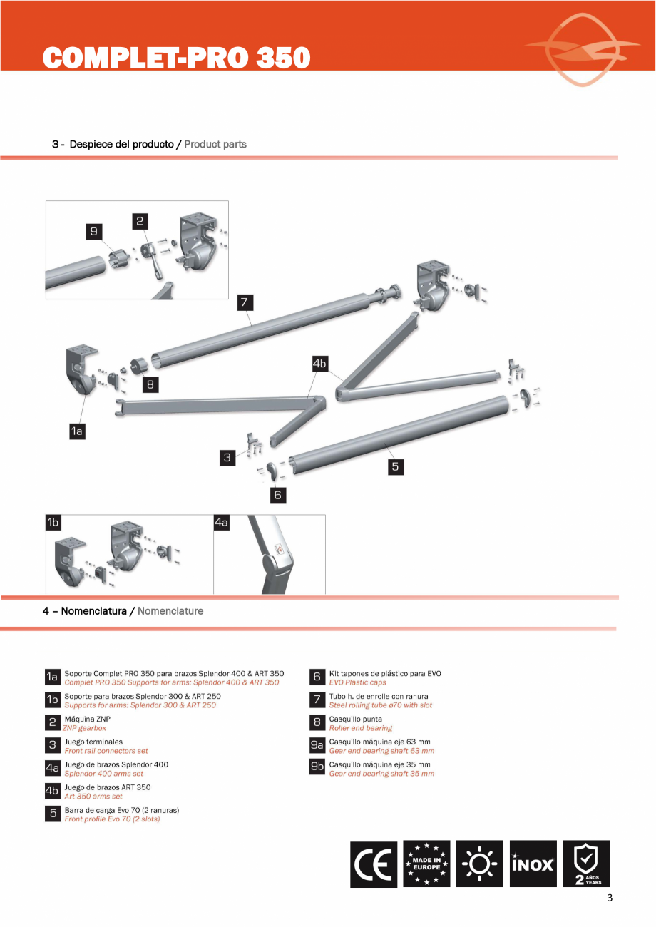 Pagina 3-Copertina cu console pe lateral LLAZA Complet Pro 350 Instructiuni montaj, utilizare Engleza,...